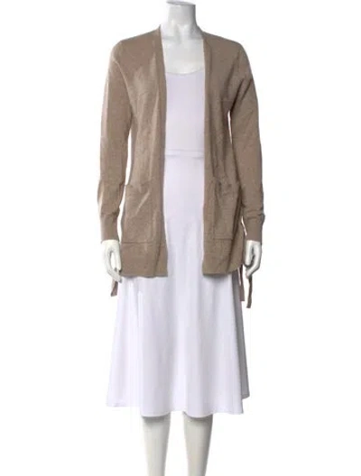 Pre-owned Saks Fifth Avenue Cashmere Open Front Sweater In Neutrals