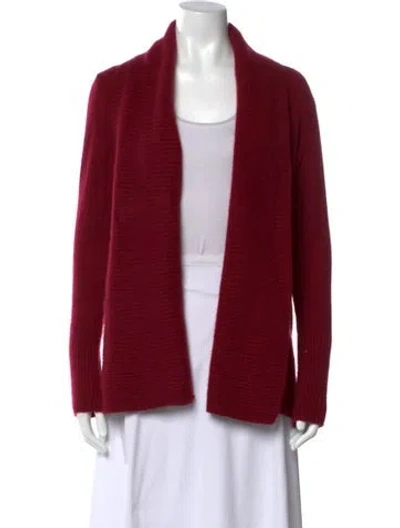 Pre-owned Saks Fifth Avenue Cashmere Open Front Sweater In Red