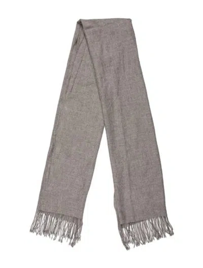 Pre-owned Saks Fifth Avenue Cashmere Printed Scarf In Gray