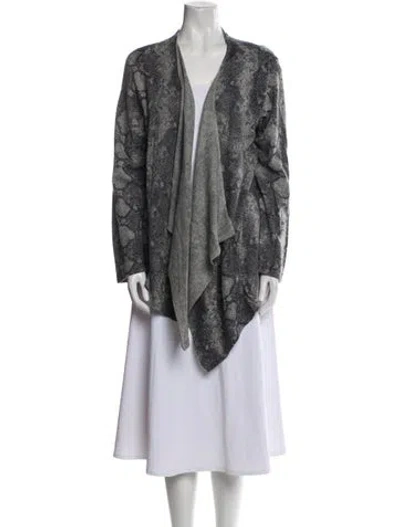 Pre-owned Saks Fifth Avenue Cashmere Printed Sweater In Gray