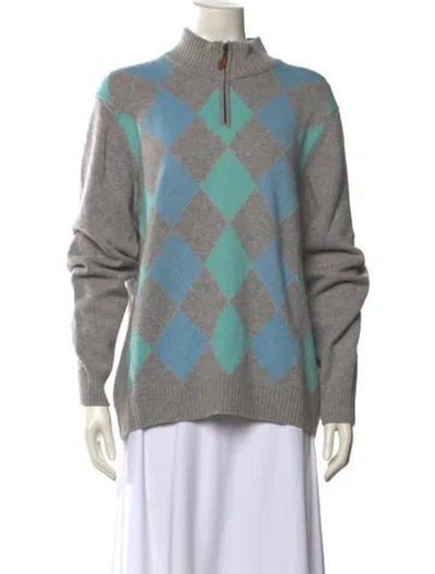 Pre-owned Saks Fifth Avenue Cashmere Printed Sweater In Multi