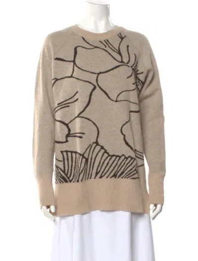 Pre-owned Saks Fifth Avenue Cashmere Printed Sweater In Neutral