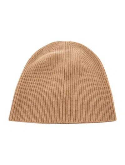 Pre-owned Saks Fifth Avenue Cashmere Rib Knit Beanie In Neutrals