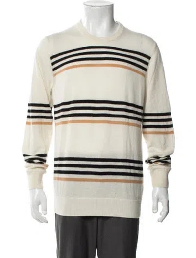 Pre-owned Saks Fifth Avenue Cashmere Striped Pullover In Neutral