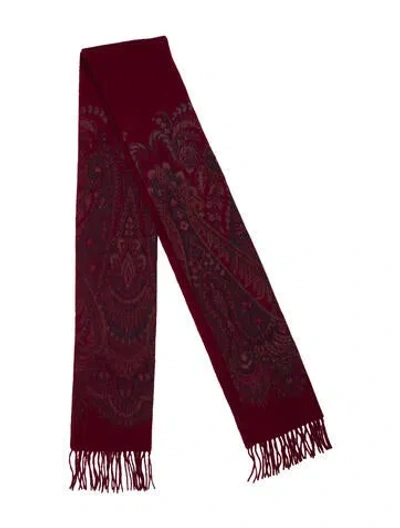 Pre-owned Saks Fifth Avenue Cashmere Striped Scarf In Red