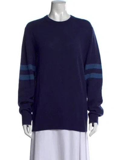 Pre-owned Saks Fifth Avenue Cashmere Striped Sweater W/ Tags In Blue