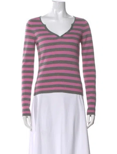 Pre-owned Saks Fifth Avenue Cashmere Striped Top In Pink