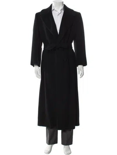 Pre-owned Saks Fifth Avenue Cashmere Trench Coat In Black