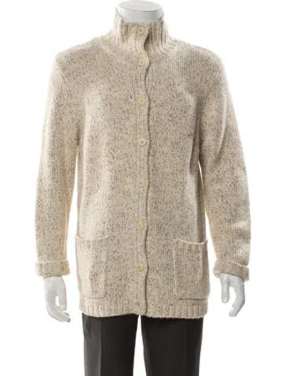 Pre-owned Saks Fifth Avenue Cashmere Turtleneck Cardigan In Neutral