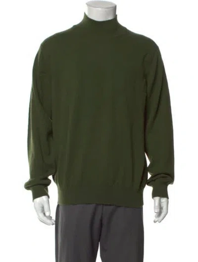 Pre-owned Saks Fifth Avenue Cashmere Turtleneck Pullover In Green