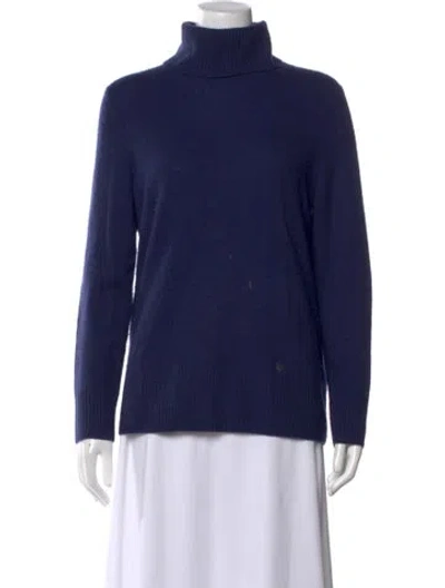 Pre-owned Saks Fifth Avenue Cashmere Turtleneck Sweater In Blue