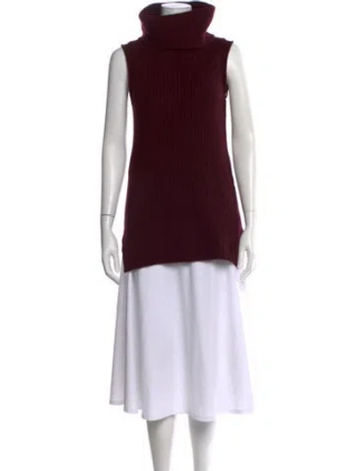 Pre-owned Saks Fifth Avenue Cashmere Turtleneck Sweater In Burgundy
