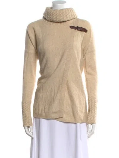 Pre-owned Saks Fifth Avenue Cashmere Turtleneck Sweater In Neutral