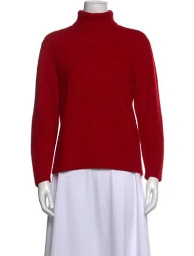 Pre-owned Saks Fifth Avenue Cashmere Turtleneck Sweater In Red