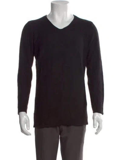 Pre-owned Saks Fifth Avenue Cashmere V-neck Pullover In Black