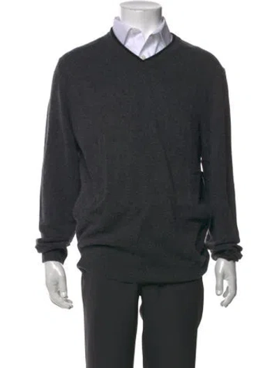 Pre-owned Saks Fifth Avenue Cashmere V-neck Pullover W/ Tags In Grey