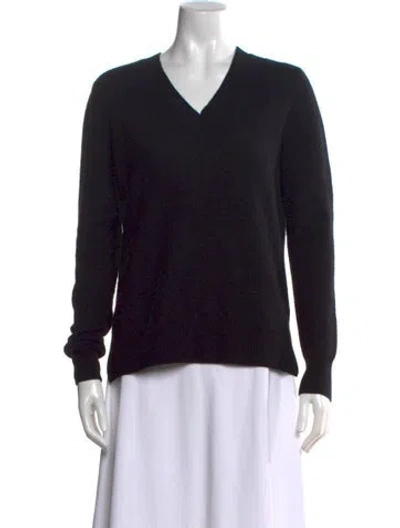 Pre-owned Saks Fifth Avenue Cashmere V-neck Sweater In Black