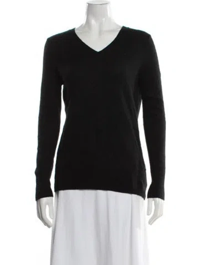 Pre-owned Saks Fifth Avenue Cashmere V-neck Sweater In Black