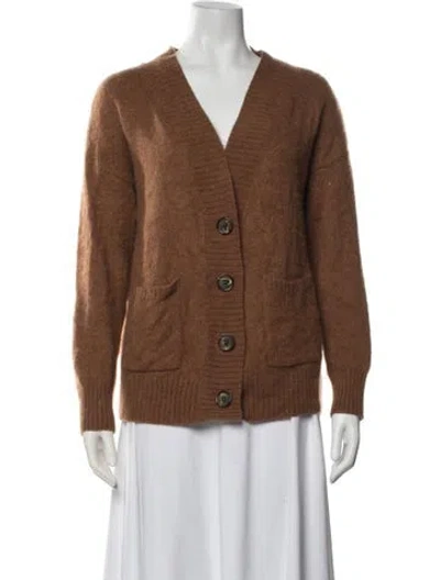 Pre-owned Saks Fifth Avenue Cashmere V-neck Sweater In Brown