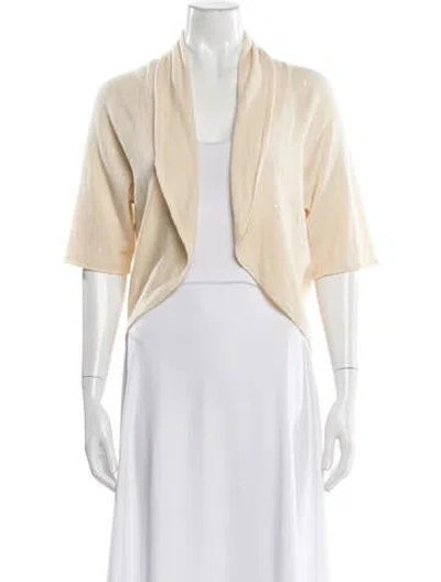 Pre-owned Saks Fifth Avenue Cashmere V-neck Sweater In Neutral