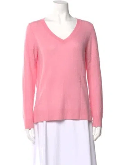 Pre-owned Saks Fifth Avenue Cashmere V-neck Sweater In Pink