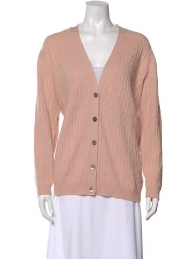 Pre-owned Saks Fifth Avenue Cashmere V-neck Sweater In Pink