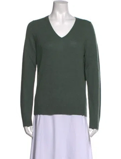 Pre-owned Saks Fifth Avenue Cashmere V-neck Sweater W/ Tags In Green