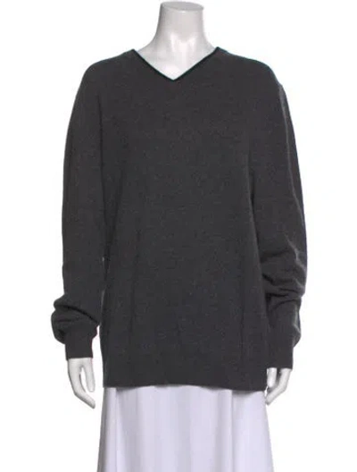Pre-owned Saks Fifth Avenue Cashmere V-neck Sweater W/ Tags In Grey