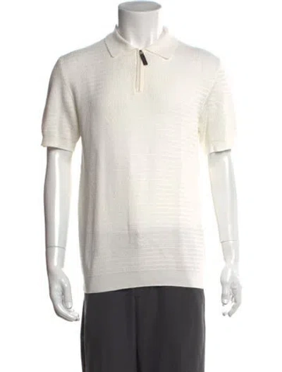 Pre-owned Saks Fifth Avenue Collar Short Sleeve Polo Shirt In Neutral