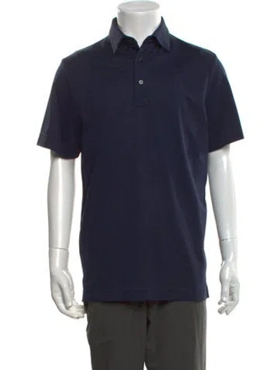 Pre-owned Saks Fifth Avenue Collar Short Sleeve Polo Shirt W/ Tags In Blue