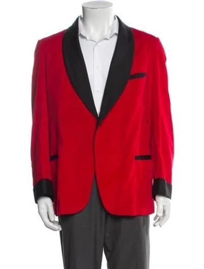 Pre-owned Saks Fifth Avenue Colorblock Pattern Blazer In Red