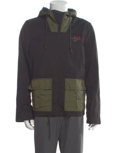 Pre-owned Saks Fifth Avenue Colorblock Pattern Crew Neck Hoodie In Gray