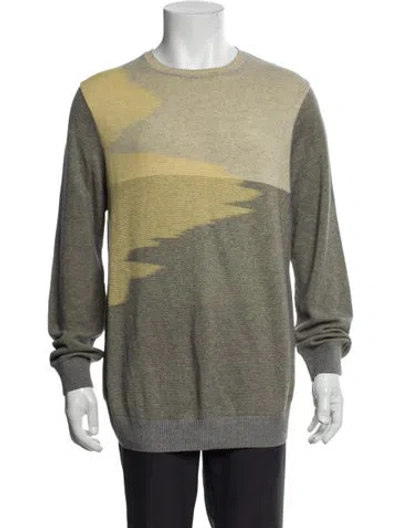 Pre-owned Saks Fifth Avenue Colorblock Pattern Crew Neck Pullover In Gray