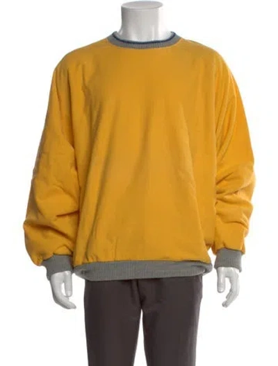 Pre-owned Saks Fifth Avenue Colorblock Pattern Crew Neck Pullover In Yellow