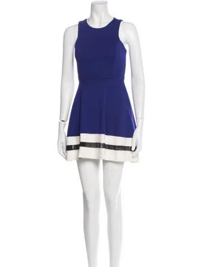 Pre-owned Saks Fifth Avenue Colorblock Pattern Mini Dress In Blue