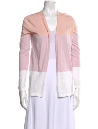 Pre-owned Saks Fifth Avenue Colorblock Pattern Open Front Sweater In Pink