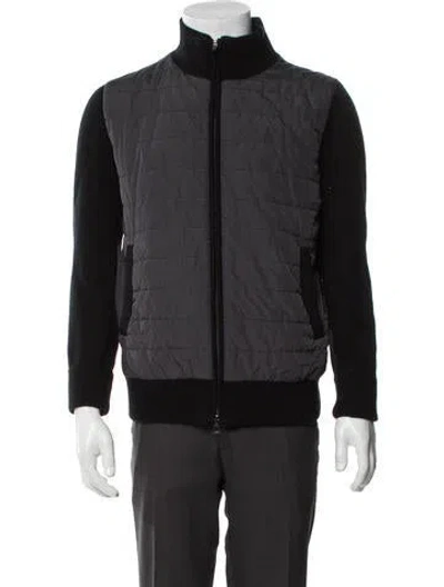Pre-owned Saks Fifth Avenue Colorblock Pattern Puffer Coat In Multi