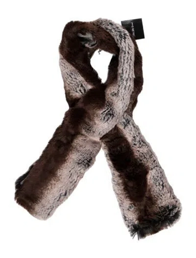 Pre-owned Saks Fifth Avenue Colorblock Pattern Scarf W/ Tags In Brown
