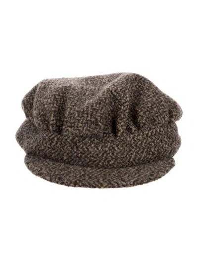 Pre-owned Saks Fifth Avenue Cotton Newsboy Cap In Black