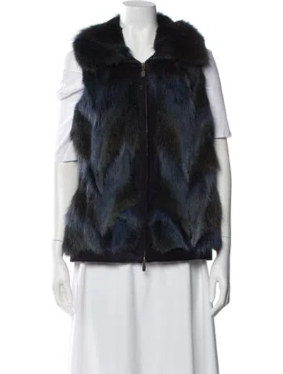 Pre-owned Saks Fifth Avenue Coyote Fur Jacket In Blue