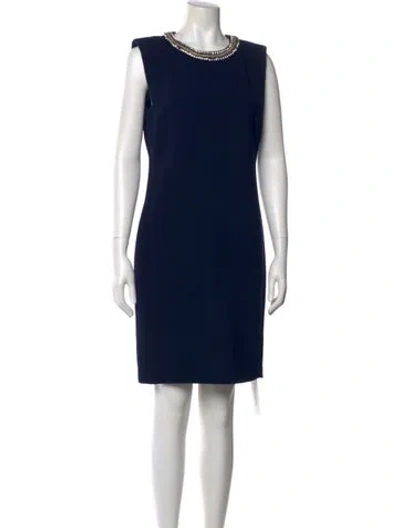 Pre-owned Saks Fifth Avenue Crew Neck Knee-length Dress In Blue
