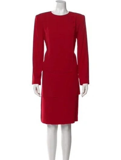 Pre-owned Saks Fifth Avenue Crew Neck Knee-length Dress In Red