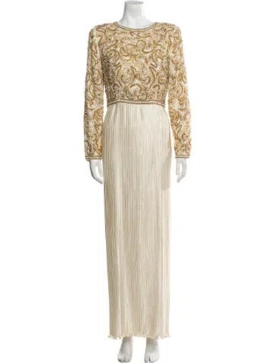Pre-owned Saks Fifth Avenue Crew Neck Long Dress In Neutral