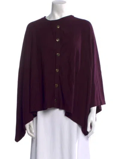 Pre-owned Saks Fifth Avenue Crew Neck Long Sleeve Button-up Top In Purple