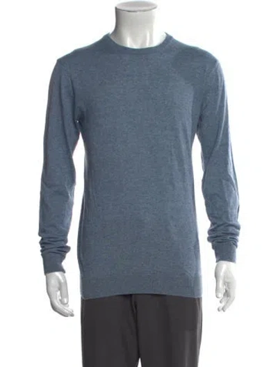 Pre-owned Saks Fifth Avenue Crew Neck Long Sleeve Pullover In Blue