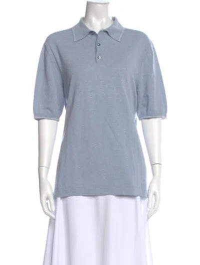 Pre-owned Saks Fifth Avenue Crew Neck Short Sleeve Polo Shirt In Blue