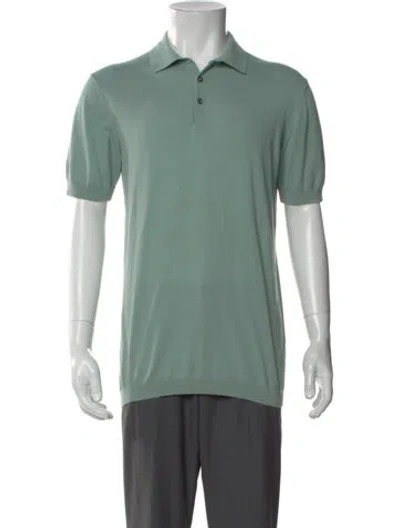 Pre-owned Saks Fifth Avenue Crew Neck Short Sleeve Polo Shirt In Green