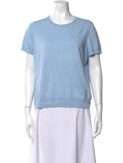 Pre-owned Saks Fifth Avenue Crew Neck Short Sleeve T-shirt In Blue