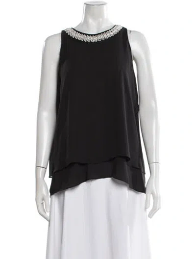 Pre-owned Saks Fifth Avenue Crew Neck Sleeveless Top In Black