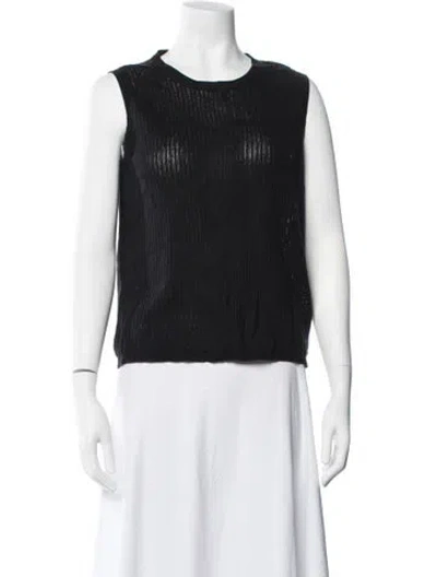 Pre-owned Saks Fifth Avenue Crew Neck Sleeveless Top In Black